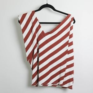NWT Anthropologie Postmark Asymmetrical Bold Stripe Brown Cream Boxy Top